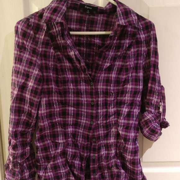 Purple Plaid Express Button Down - Picture 1 of 4